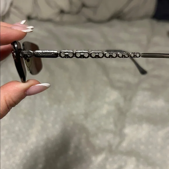 Ferragamo Brown & Silver Rimless Sunglasses display picture 3